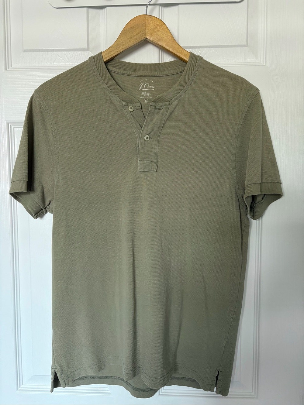 J. Crew Olive Henley Short Sleeve Tee